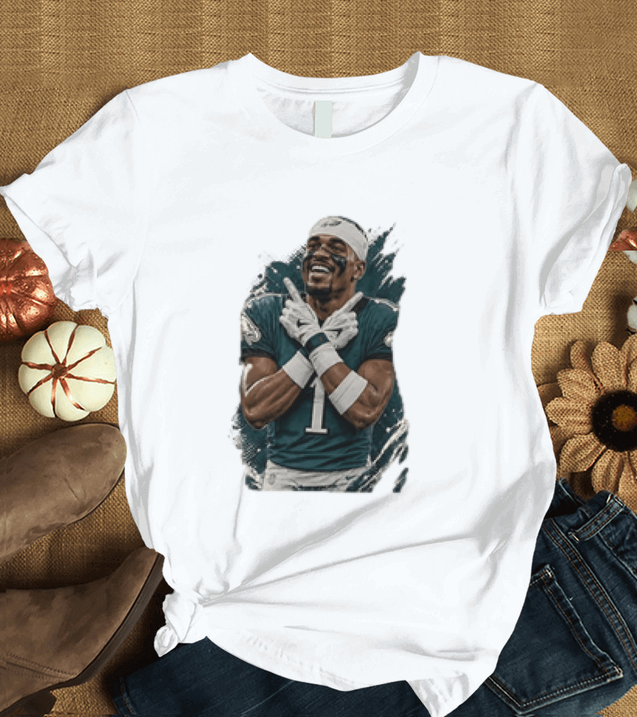Philadelphia Eagles Jalen Hurts Celebratory Pose Football Team Gear T-Shirt
