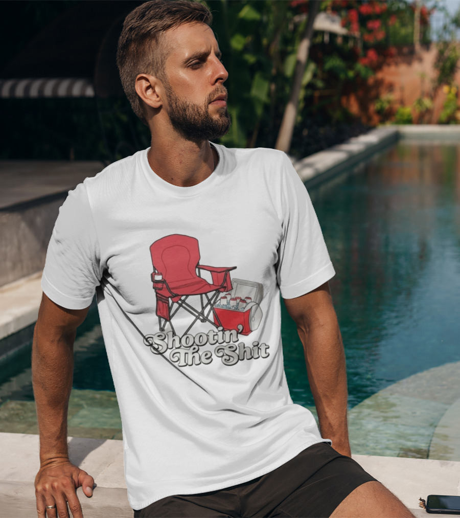 Shootin' The Shit Red Chair And Cooler BBQ Vibes T-Shirt