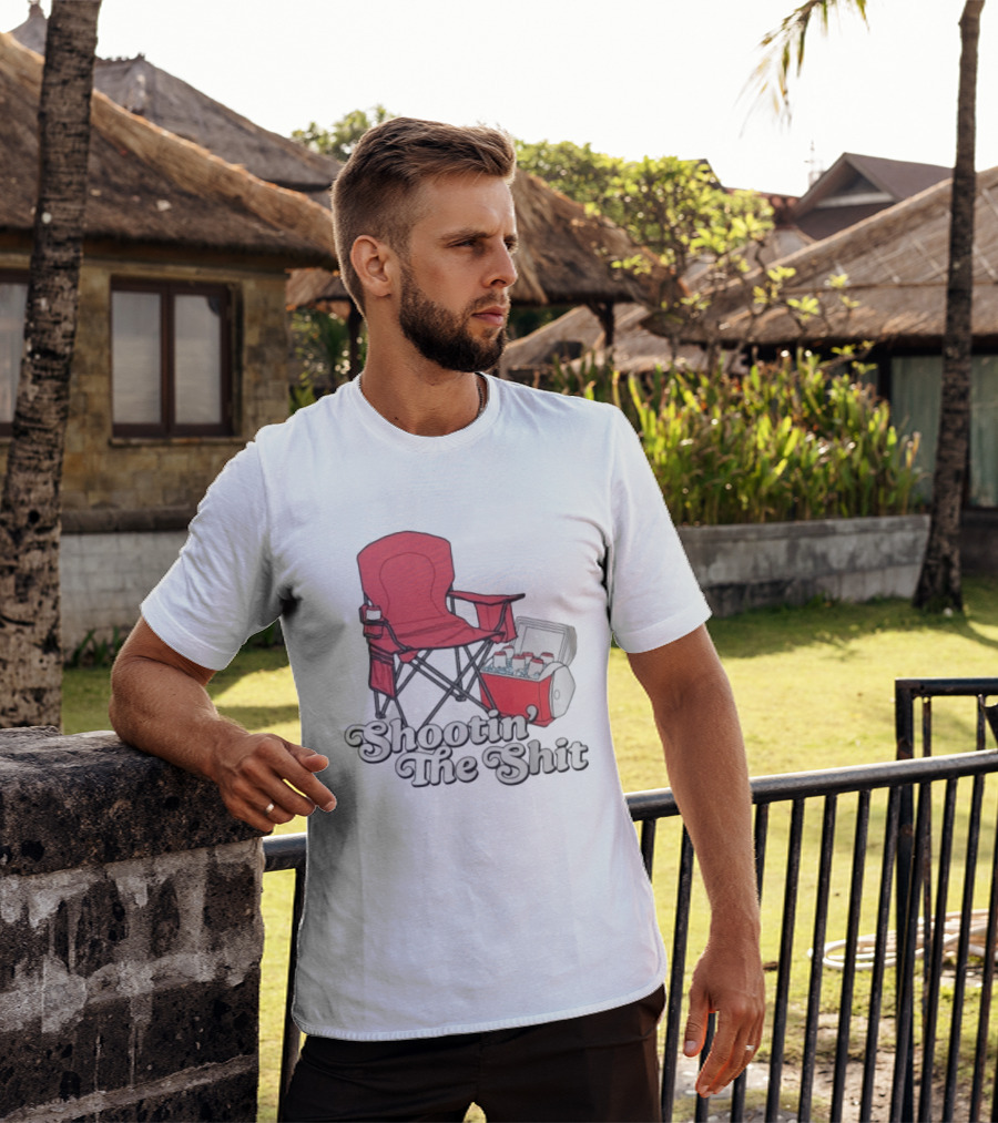 Shootin' The Shit Red Chair And Cooler BBQ Vibes T-Shirt