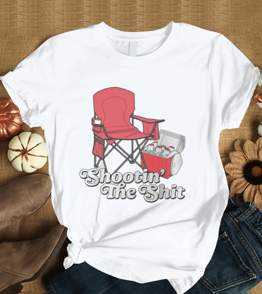 Shootin' The Shit Red Chair And Cooler BBQ Vibes T-Shirt