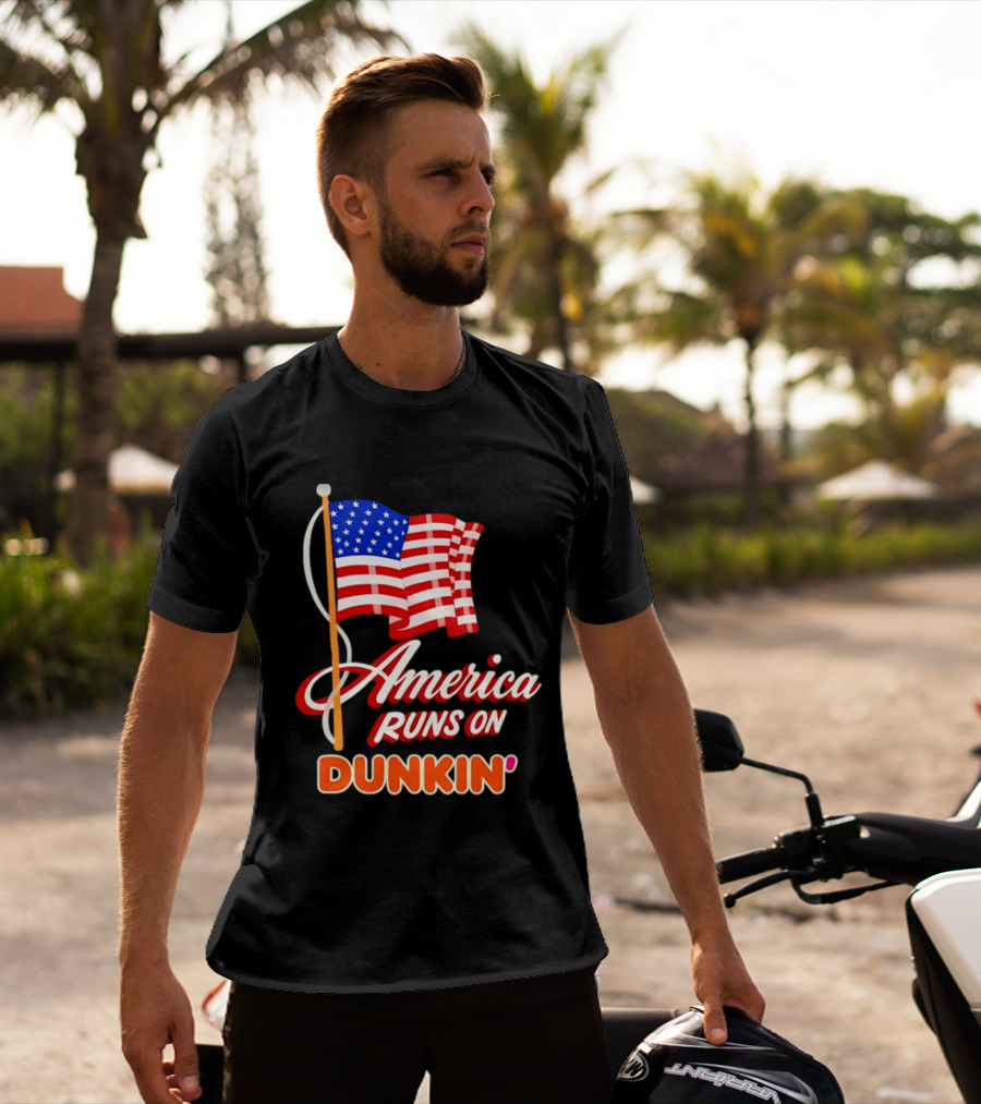 Patriotic America Runs On Dunkin' American Flag Pride T-Shirt