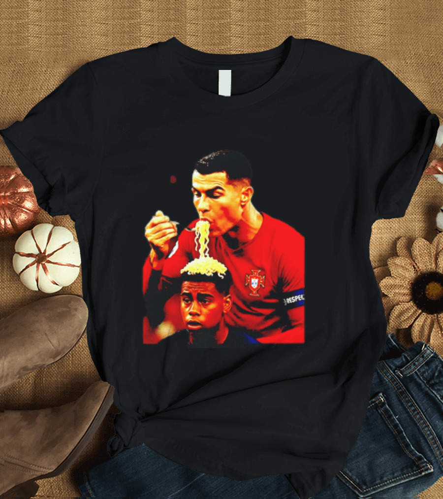 Cristiano Ronaldo Eating Noodles Meme Portugal Football UEFA T-Shirt