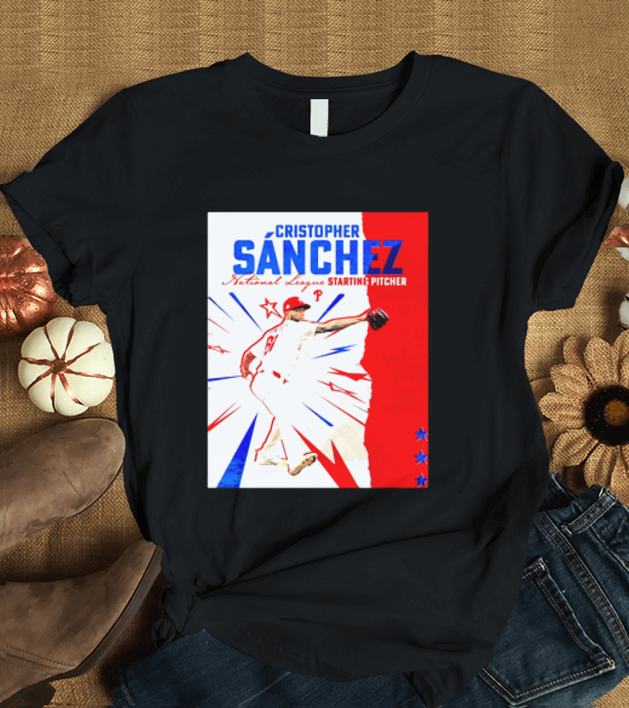 Cristopher Sánchez Philadelphia Phillies National League Starting Pitcher Red White Blue Stars T-Shirt