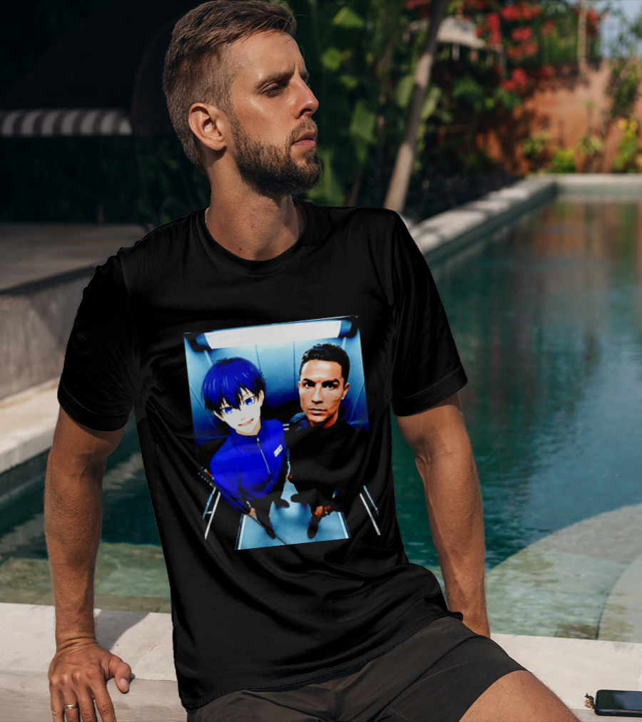 Ema Isagi Cristiano Ronaldo Collaboration Blue Lock Anime Football Star T-Shirt