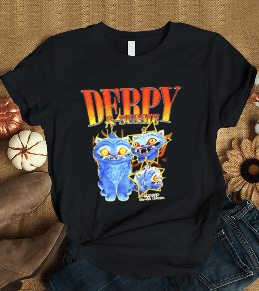 Derpy And Sussie KPop Demon Hunters 2026 Blue Cat Stars T-Shirt
