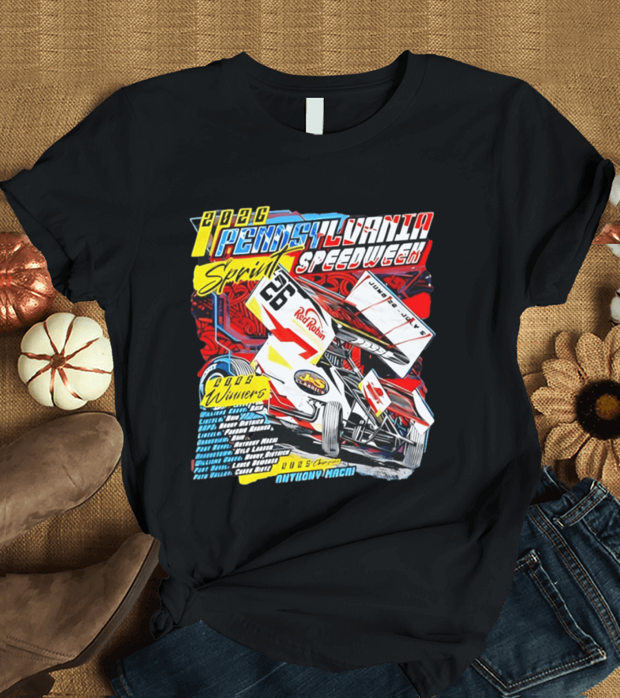 2026 Pennsylvania Speedweek Sprint Race Winners June Kyle Larson Racing Red Robin T-Shirt