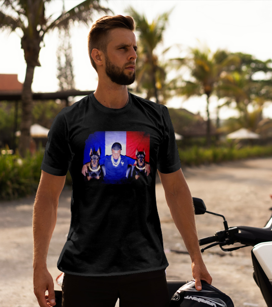 Kylian Mbappe France National Football Team With Dogs French Flag T-Shirt