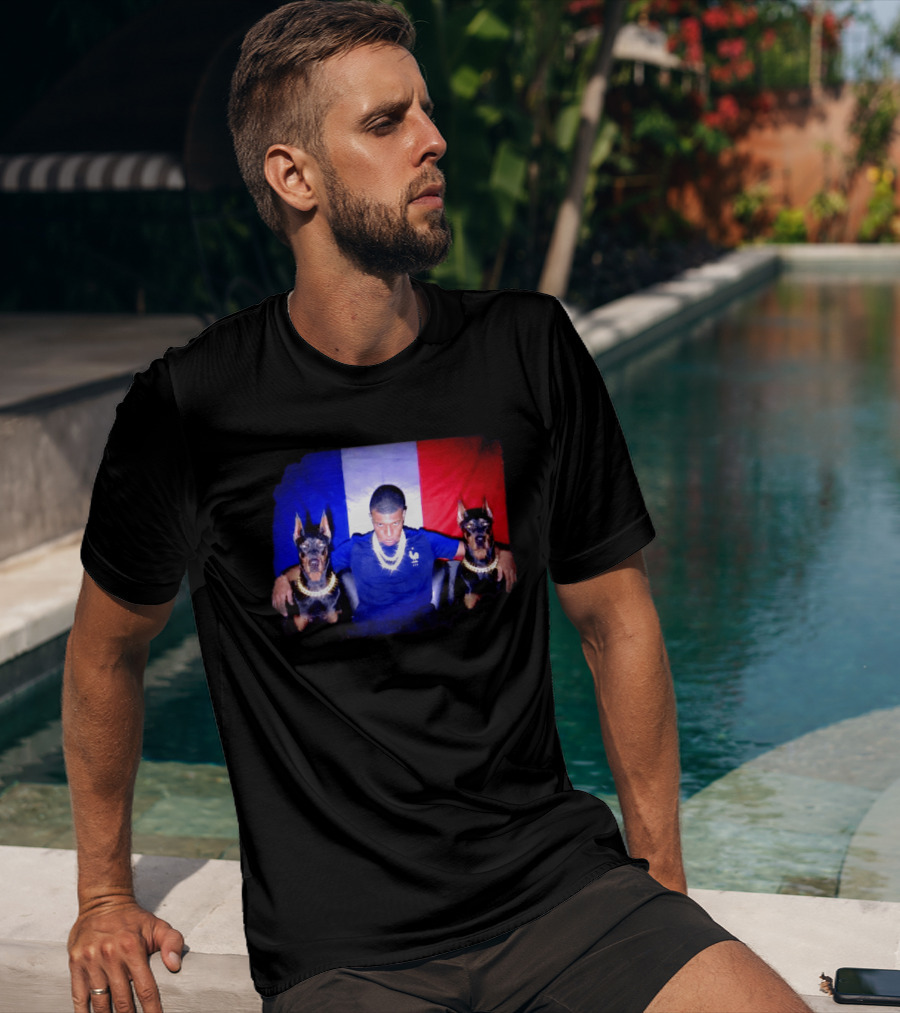 Kylian Mbappe France National Football Team With Dogs French Flag T-Shirt