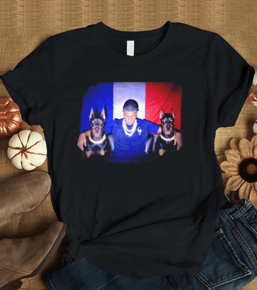 Kylian Mbappe France National Football Team With Dogs French Flag T-Shirt