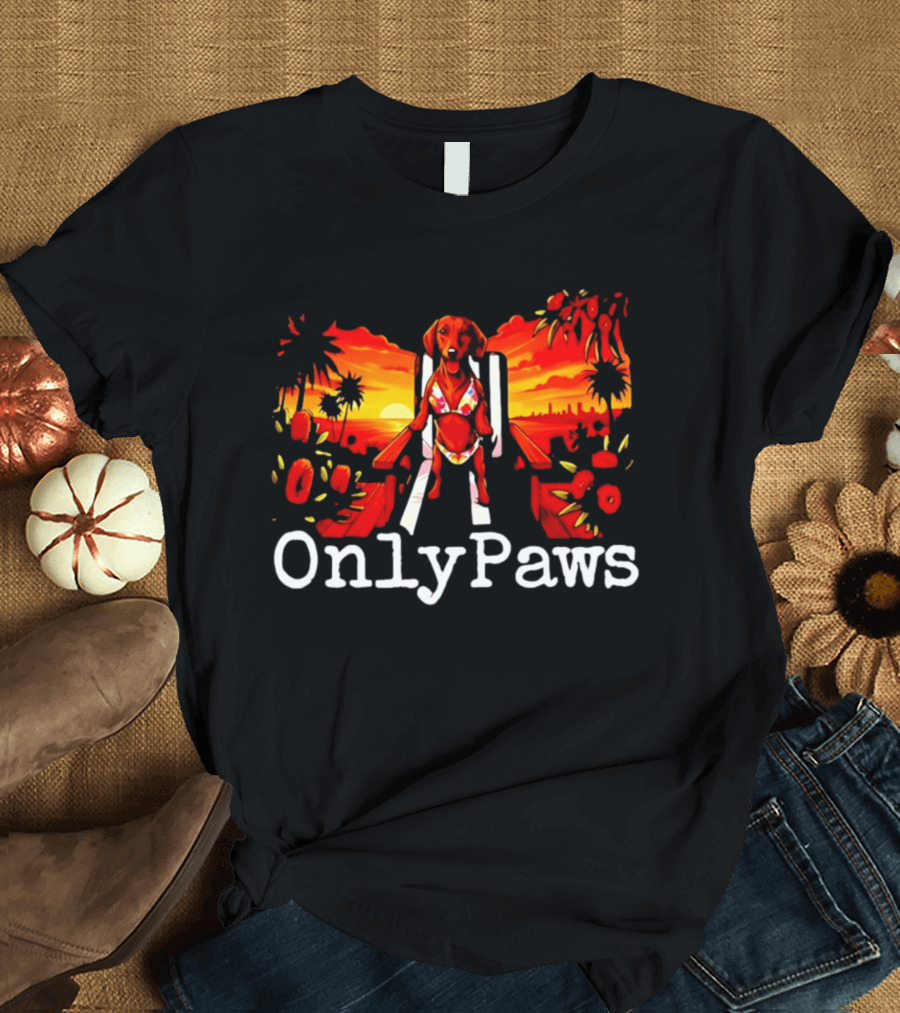 Kylie OnlyPaws Tropical Vibes Sunset Dog T-Shirt