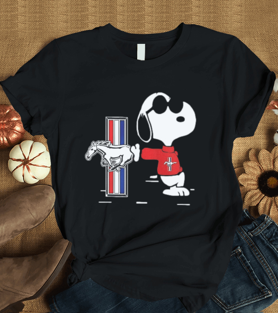 Snoopy Peanuts Ford Mustang Red Sweater Classic Mustang Pony T-Shirt