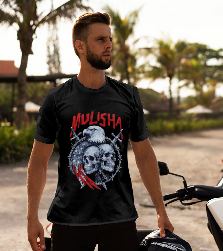 Mulisha Bald Eagle American Flag Skulls And Swords T-Shirt