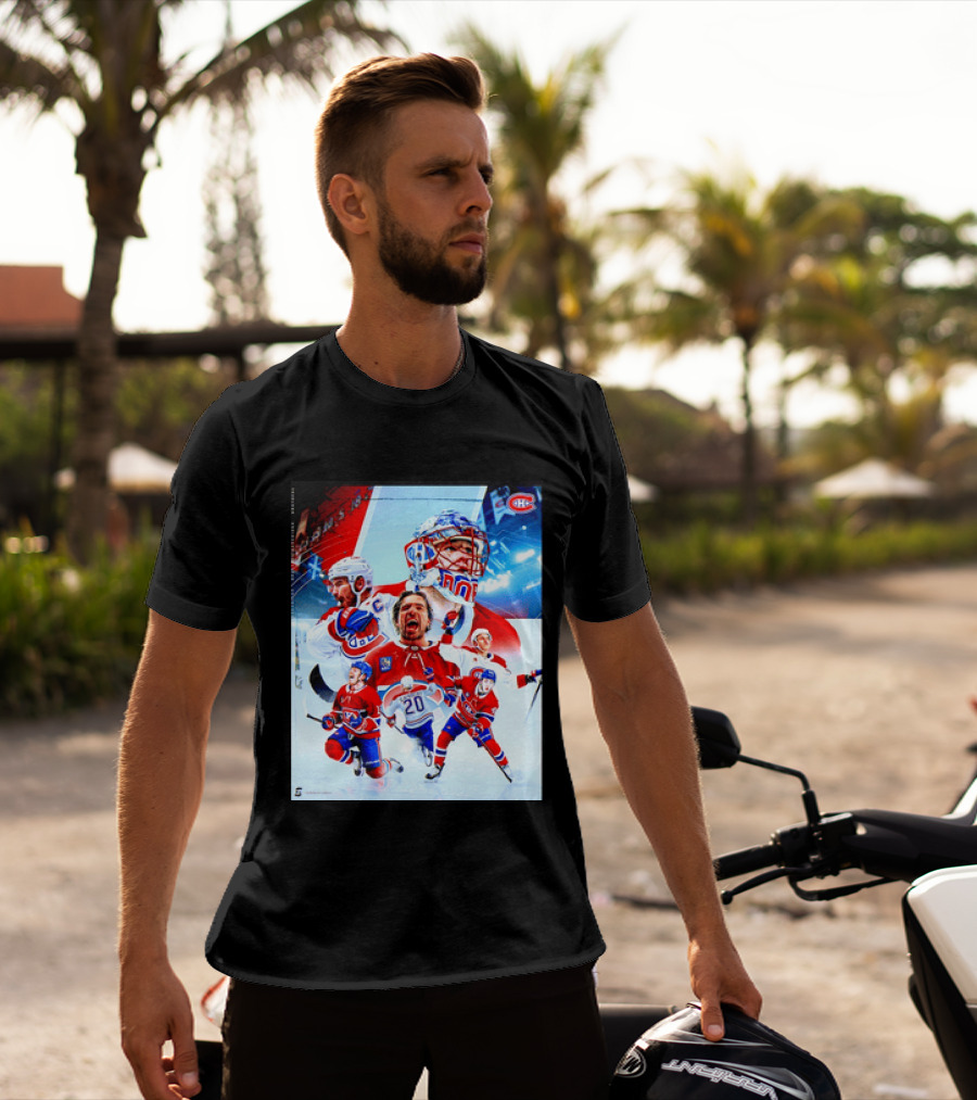 Montreal Canadiens Players And Goalkeeper Collage Featuring Number 20 T-Shirt
