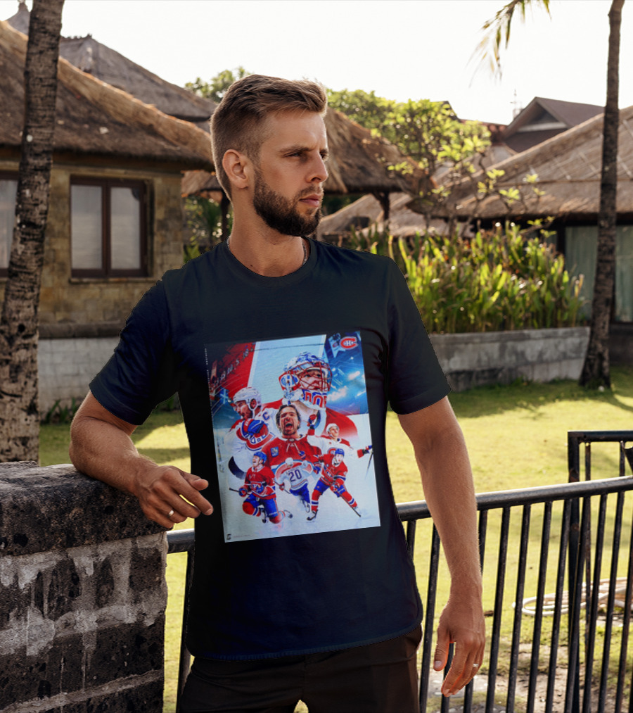 Montreal Canadiens Players And Goalkeeper Collage Featuring Number 20 T-Shirt