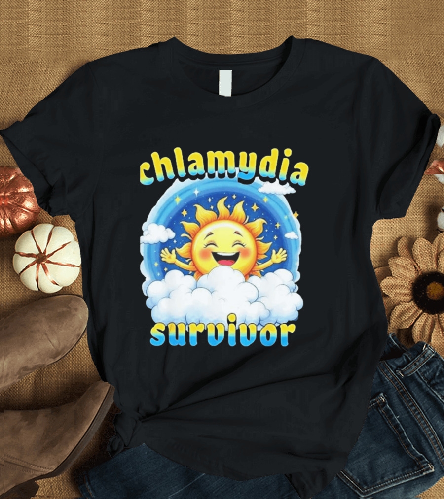 Chlamydia Survivor Sun Cartoon Humor Clouds Sky T-Shirt