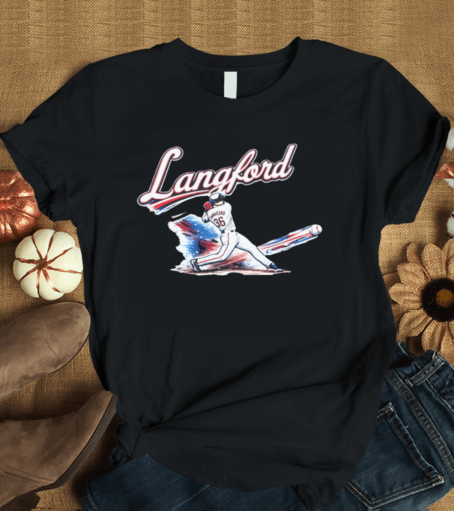 Langford Baseball Swing Texas Rangers Wyatt Langford Slugger 26 T-Shirt