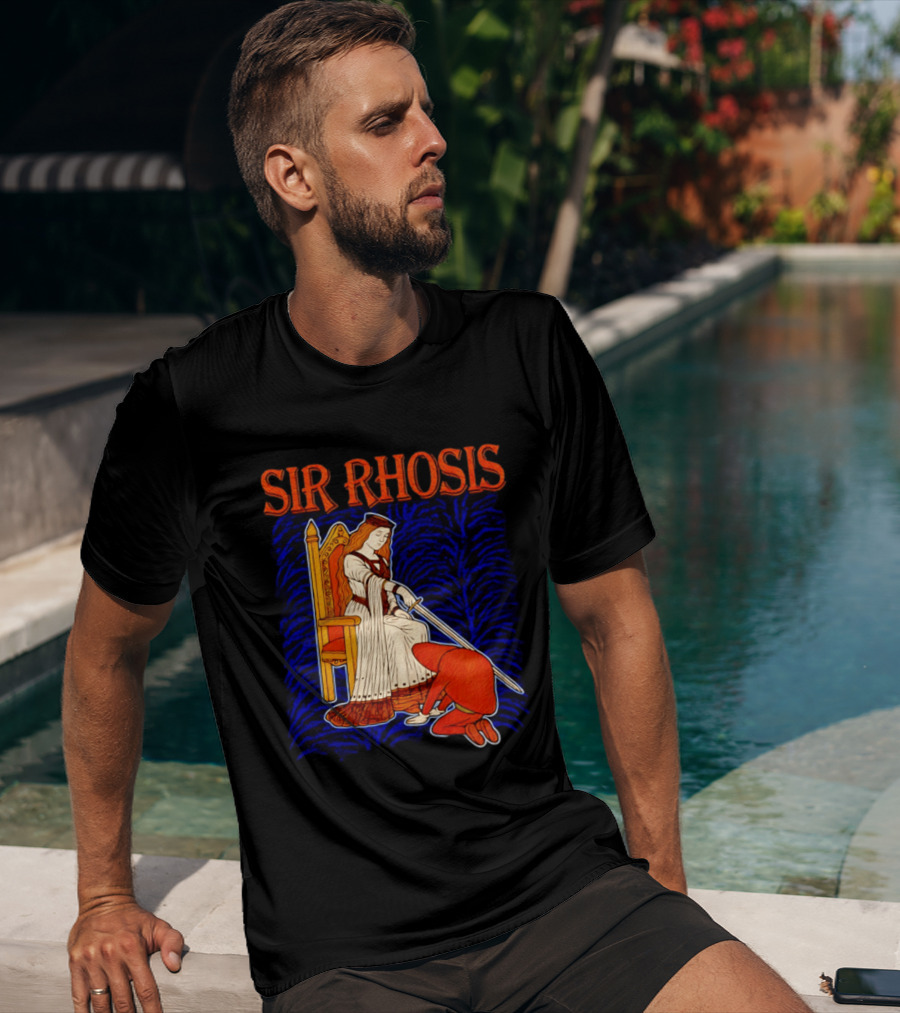 Sir Rhosis Medieval Pun Queen Knight Kneeling T-Shirt