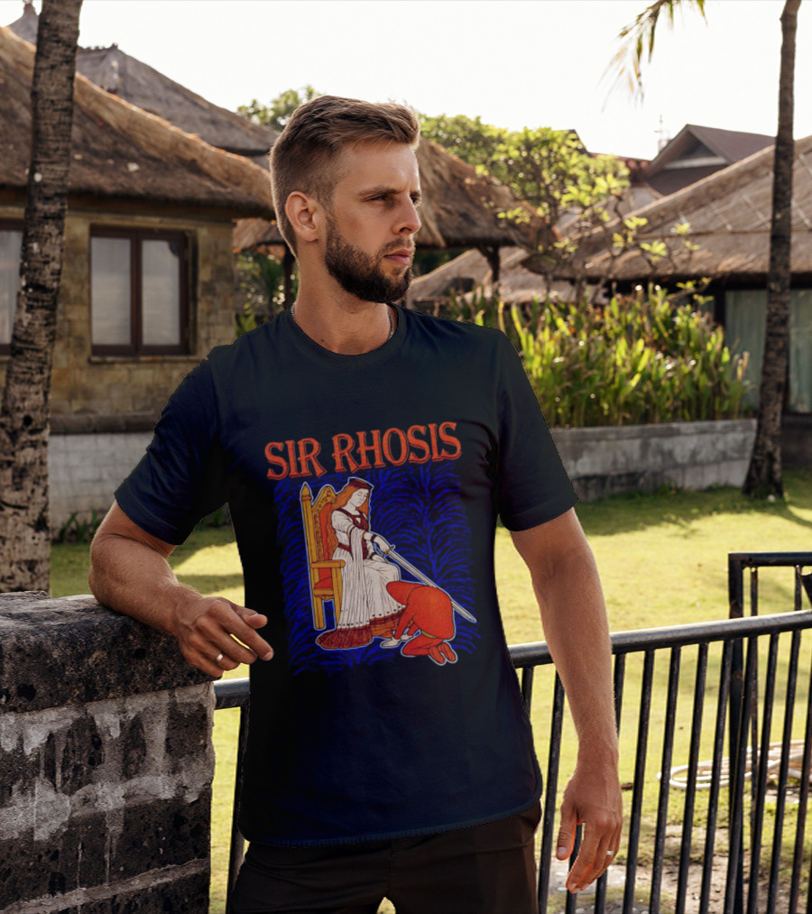 Sir Rhosis Medieval Pun Queen Knight Kneeling T-Shirt
