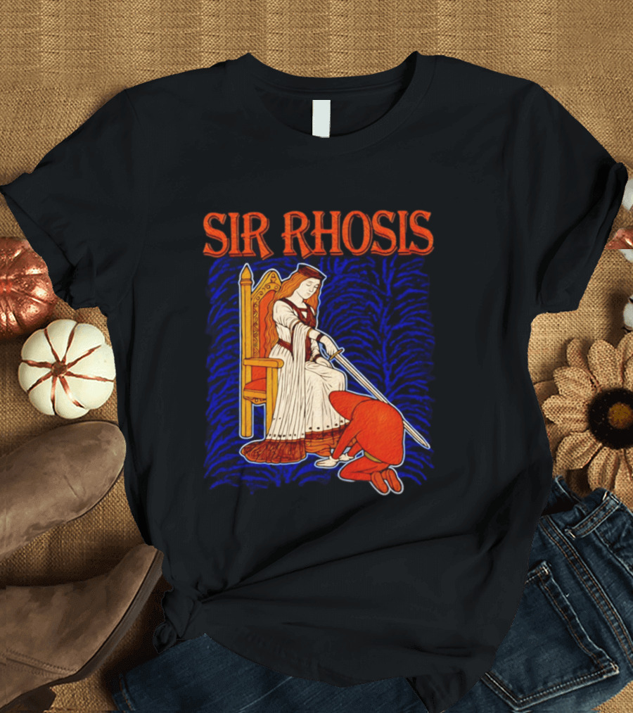 Sir Rhosis Medieval Pun Queen Knight Kneeling T-Shirt
