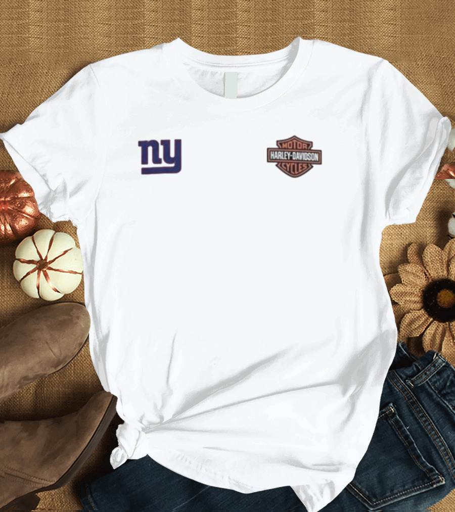 New York Giants Harley Davidson Motor Ride Loud Sundays Roll Built For Game Day T-Shirt
