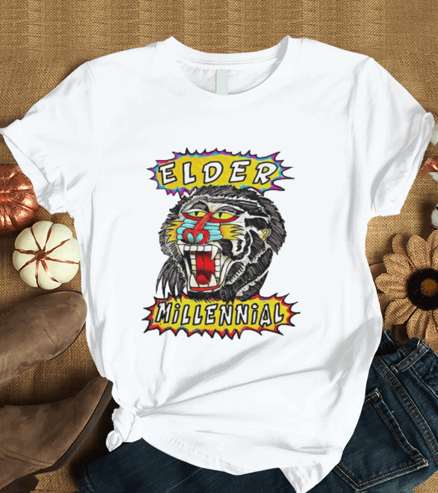 Elder Millennial Baboon Primate Roaring Head T-Shirt