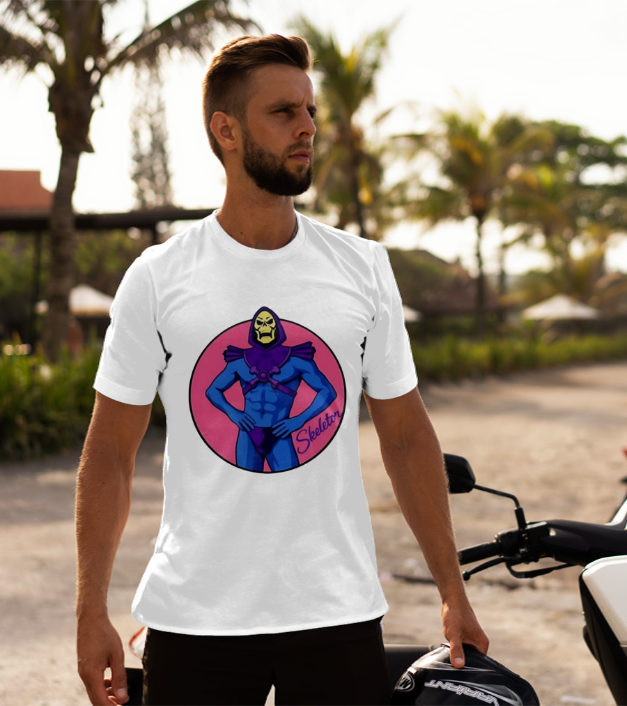 Skeletor Powerful Stance Pink T-Shirt