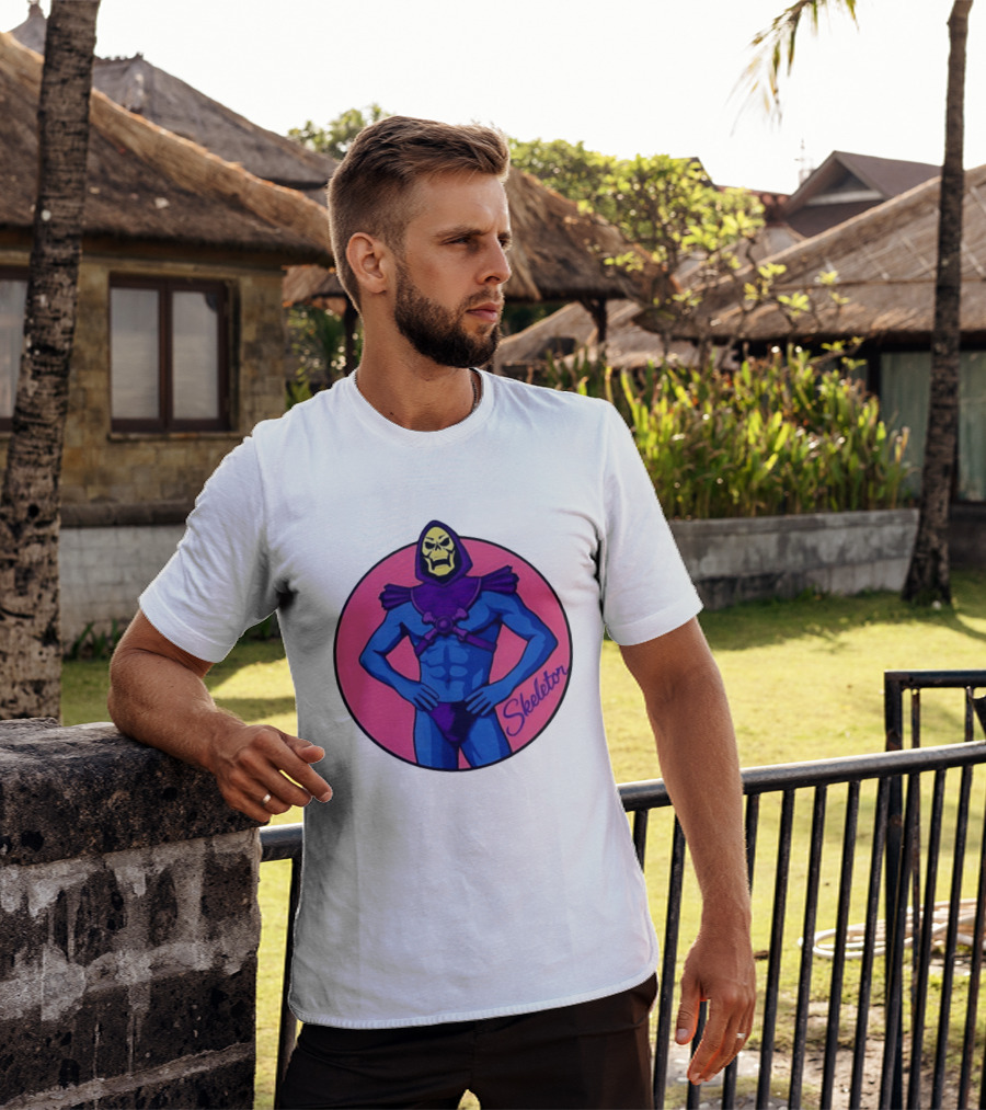Skeletor Powerful Stance Pink T-Shirt