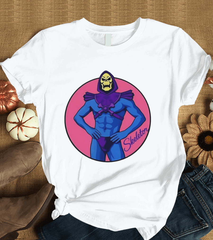 Skeletor Powerful Stance Pink T-Shirt