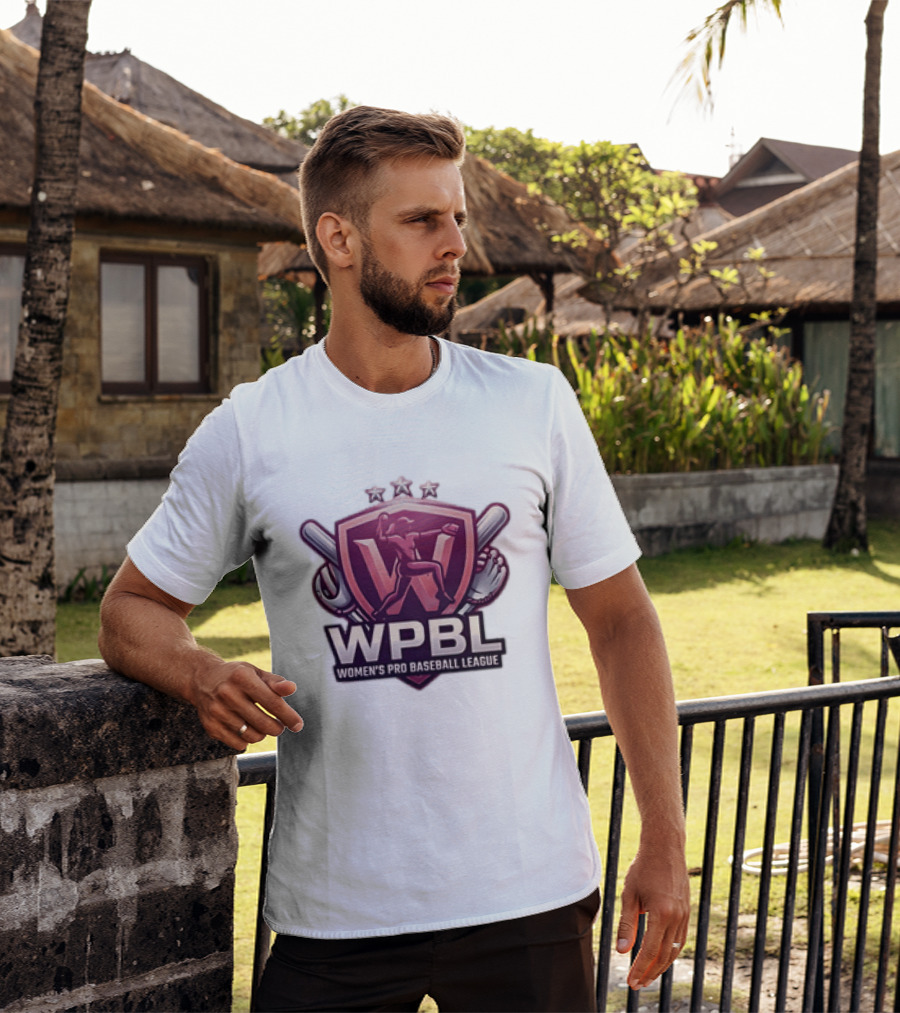 WPBL Women's Pro Baseball League Baseball Emblem With Stars And Bats T-Shirt