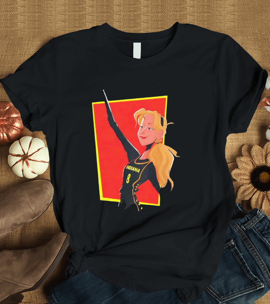 Indiana Blonde Number 8 Pointing In Black And Yellow Sports Uniform T-Shirt