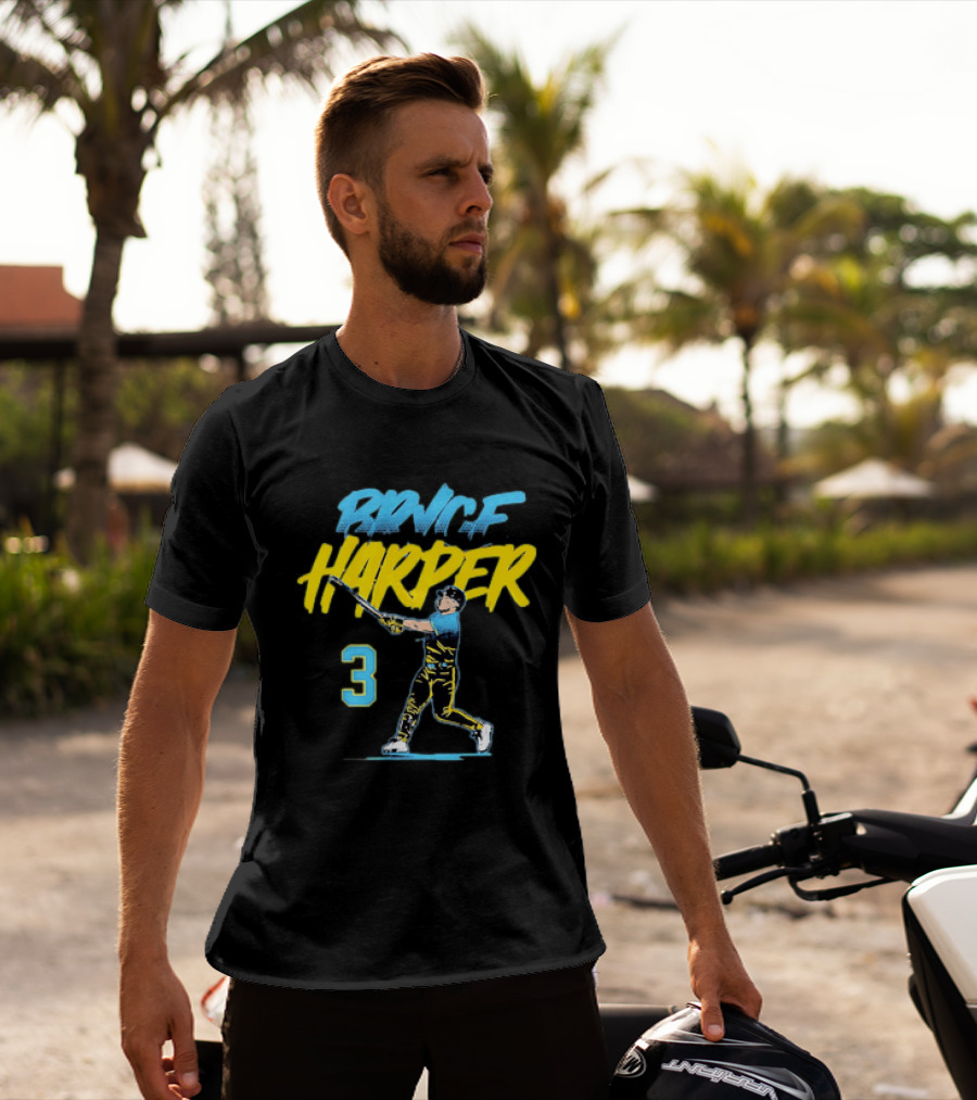 Bryce Harper Swinging Philadelphia Phillies 3 Number T-Shirt