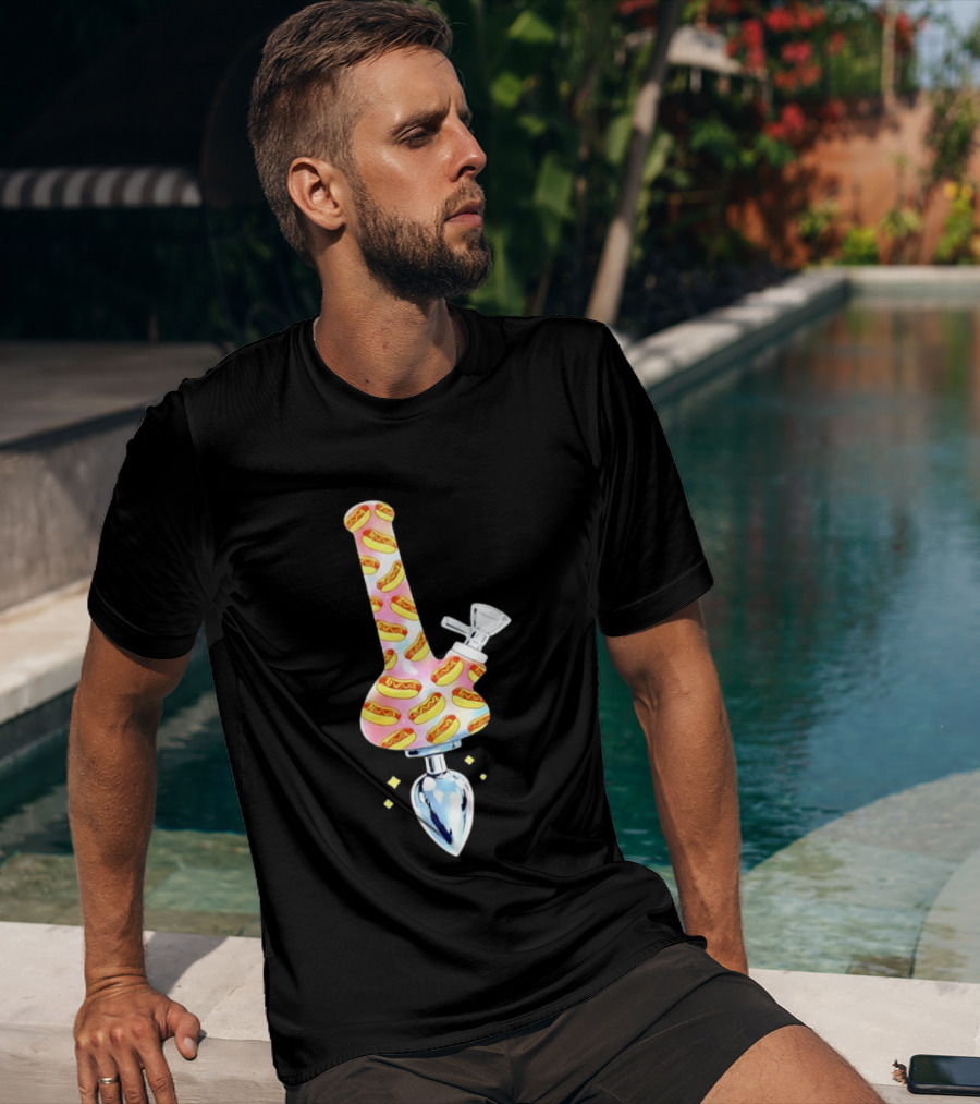 Hotdog Patterned Bong Buttplug T-Shirt