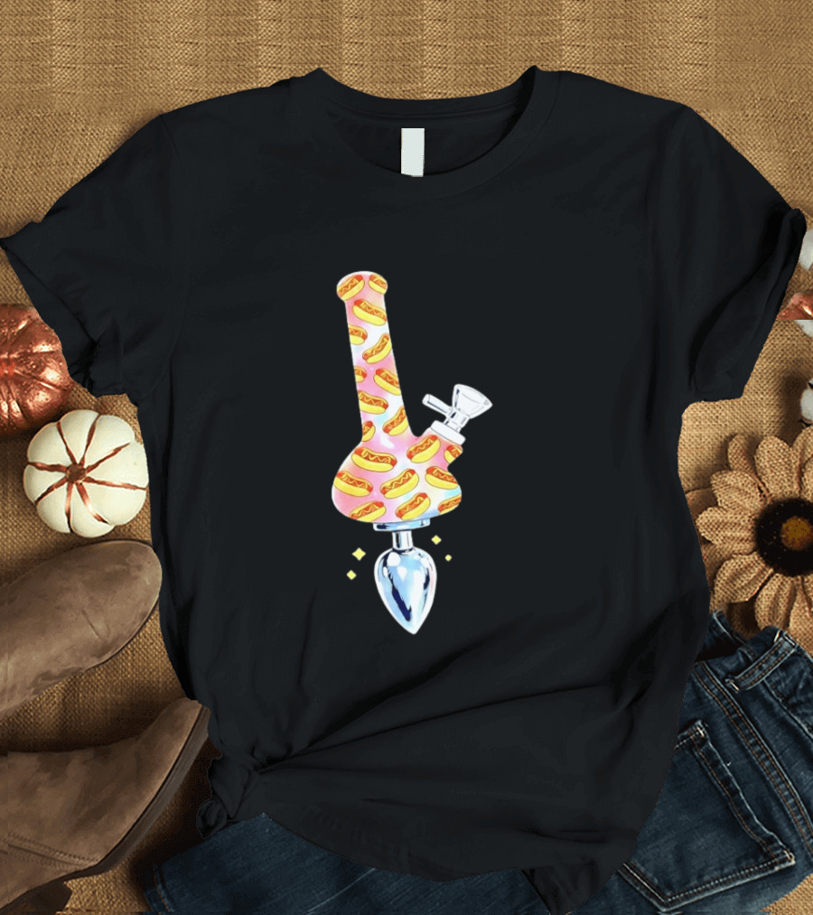 Hotdog Patterned Bong Buttplug T-Shirt
