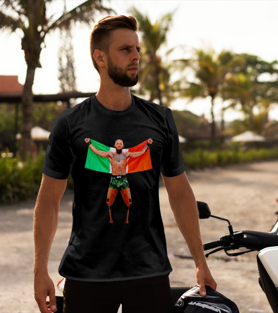 Conor McGregor UFC Prosthetic Leg Irish Flag Celebration T-Shirt