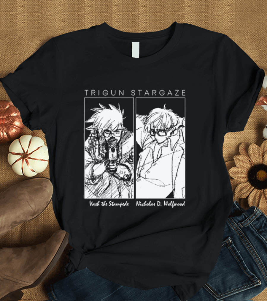Trigun Stargaze Vash The Stampede Nicholas D. Wolfwood Manga T-Shirt