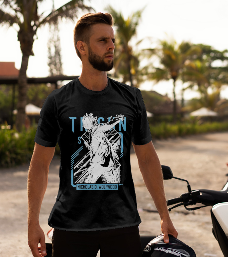 Trigun Stampede Nicholas D Wolfwood Cross Sketch T-Shirt