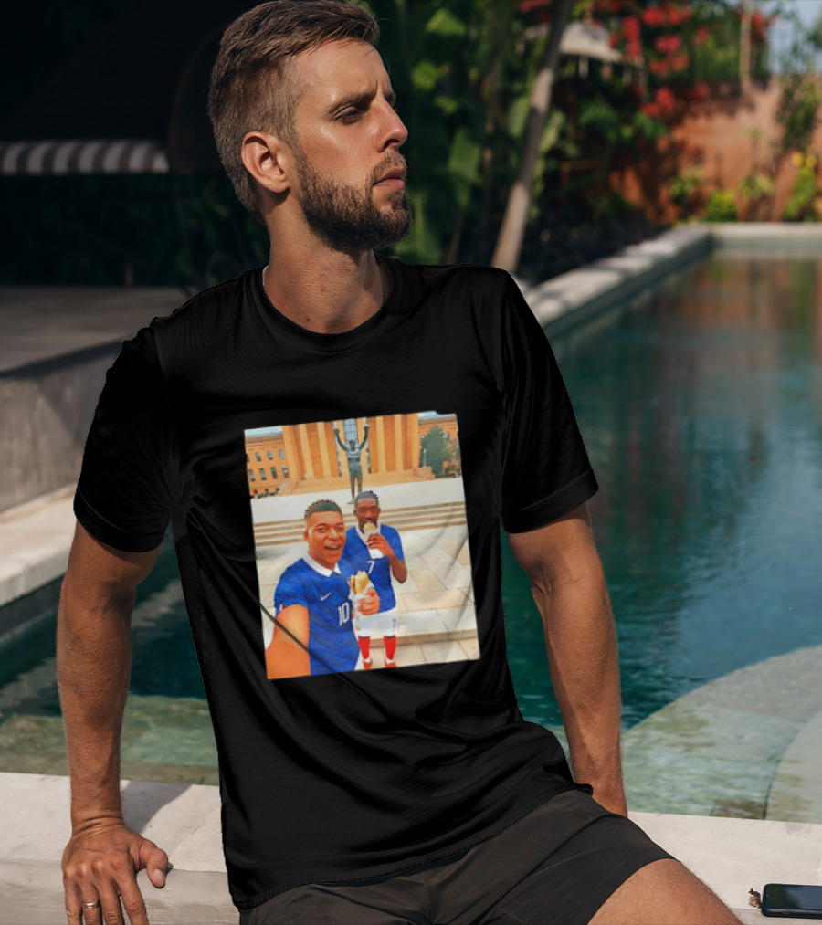 Ousmane Dembele Kylian Mbappe Philadelphia Museum Iconic Pose T-Shirt
