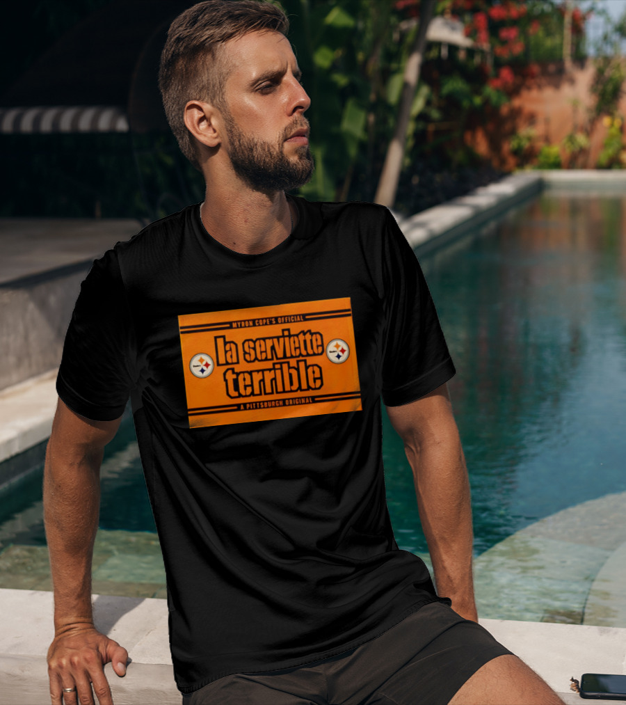 Myron Cope's Official La Serviette Terrible A Pittsburgh Original Steelers T-Shirt