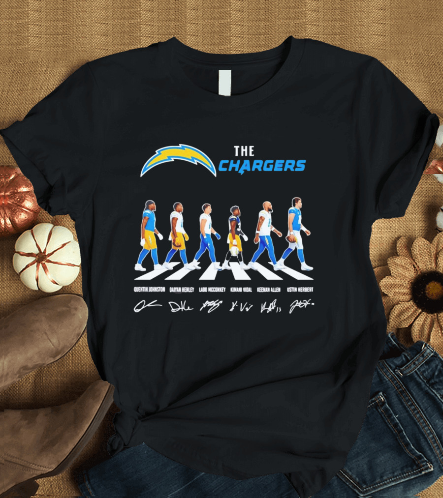The Chargers Quentin Johnston Daiyan Henley Ladd McConkey Kimani Vidal Keenan Allen Justin Herbert Abbey Road T-Shirt