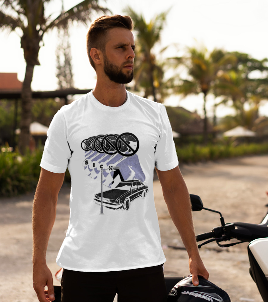Sick Car Sedan Street Lamp Urban Environment Walking Man T-Shirt