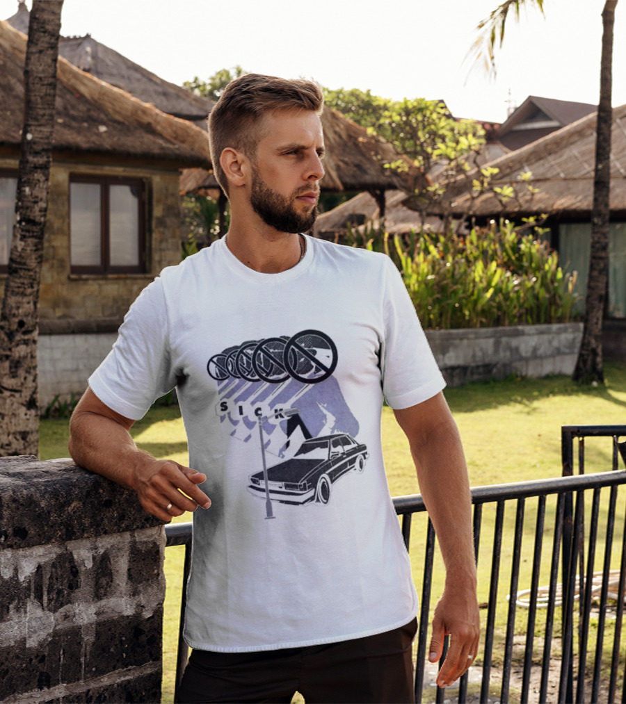 Sick Car Sedan Street Lamp Urban Environment Walking Man T-Shirt