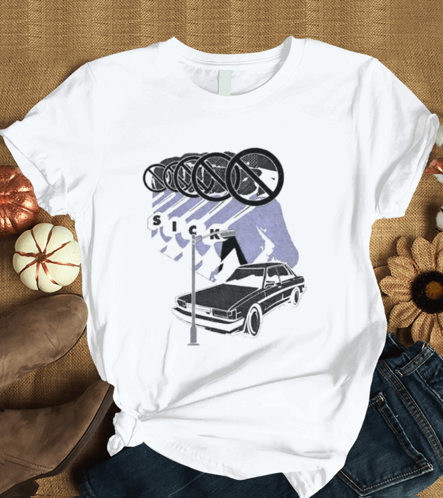 Sick Car Sedan Street Lamp Urban Environment Walking Man T-Shirt