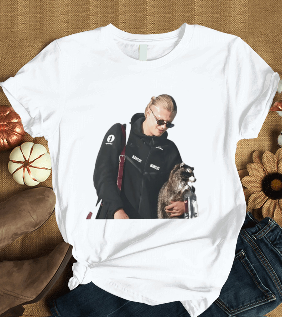 Erling Haaland Raccoon Meme Football KIWI K SPACE Texas T-Shirt