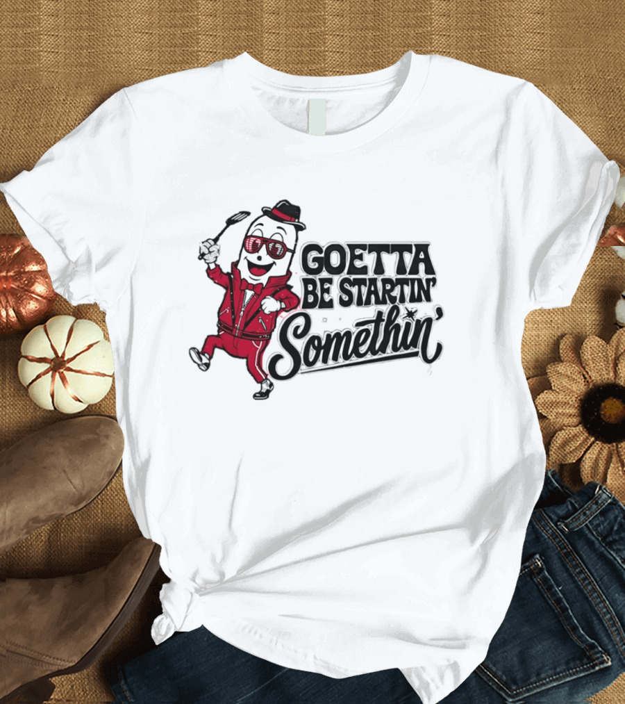 Goetta Be Startin Somethin Hotdog Retro Sunglasses Suit Fedora T-Shirt
