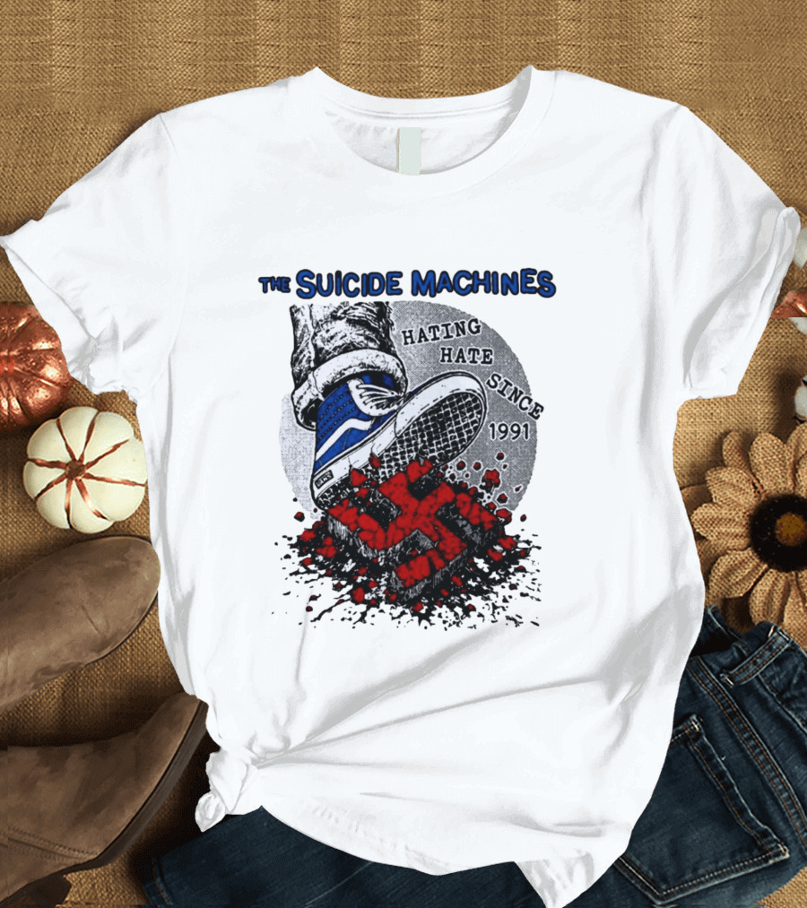 The Suicide Machines Hating Hate Since 1991 Vans Shoe Kicking Swastika T-Shirt