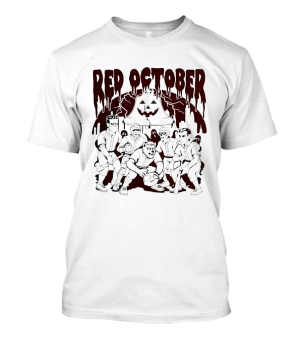 Red October Philadelphia Baseball Halloween Vintage Horror Players Pumpkin T-Shirt