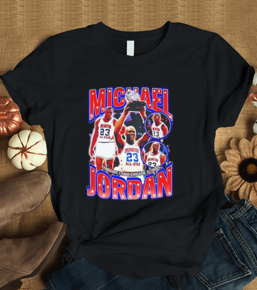 Michael Jordan February 7 1988 Chicago Illinois All Star Trophy Dream Team 23 T-Shirt