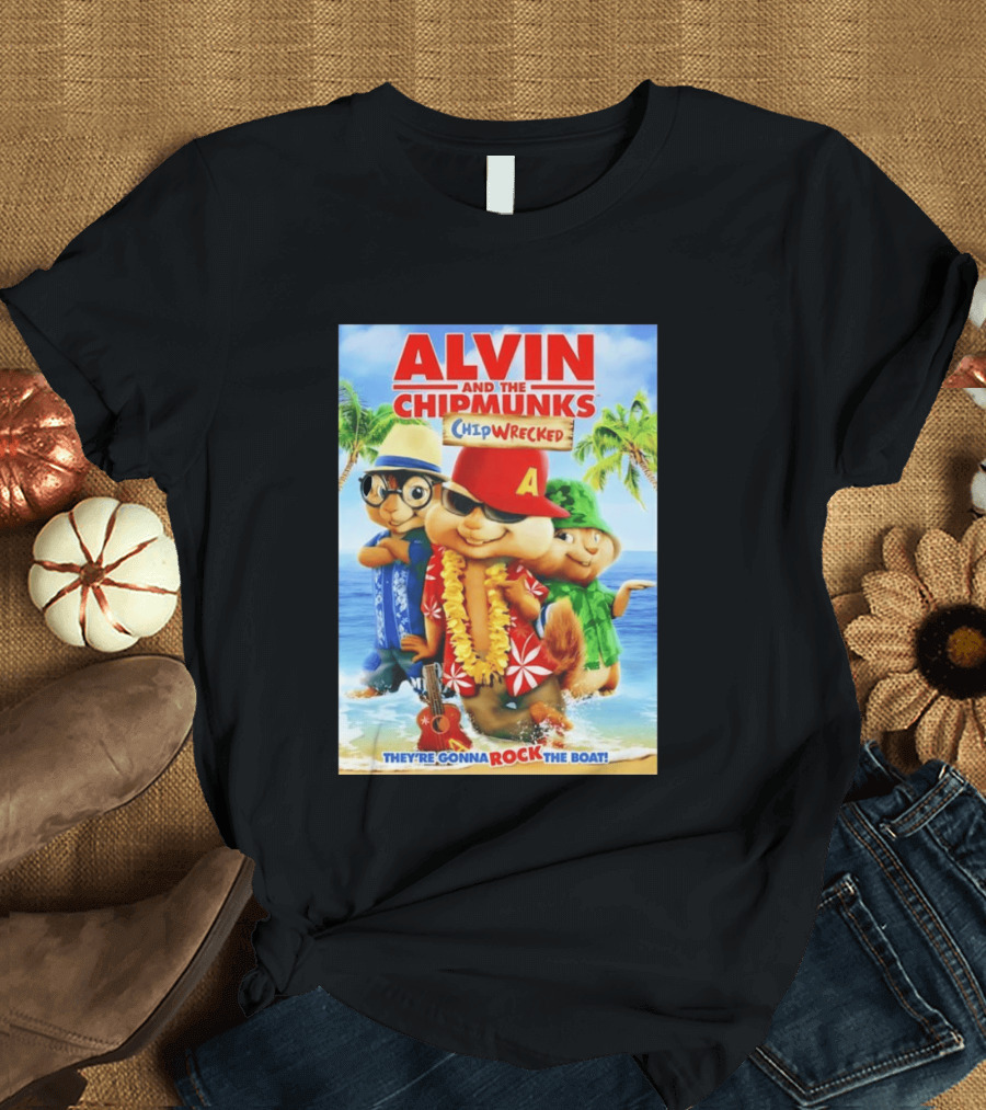 Alvin And The Chipmunks Chipwrecked They're Gonna Rock The Boat Beach Adventure T-Shirt