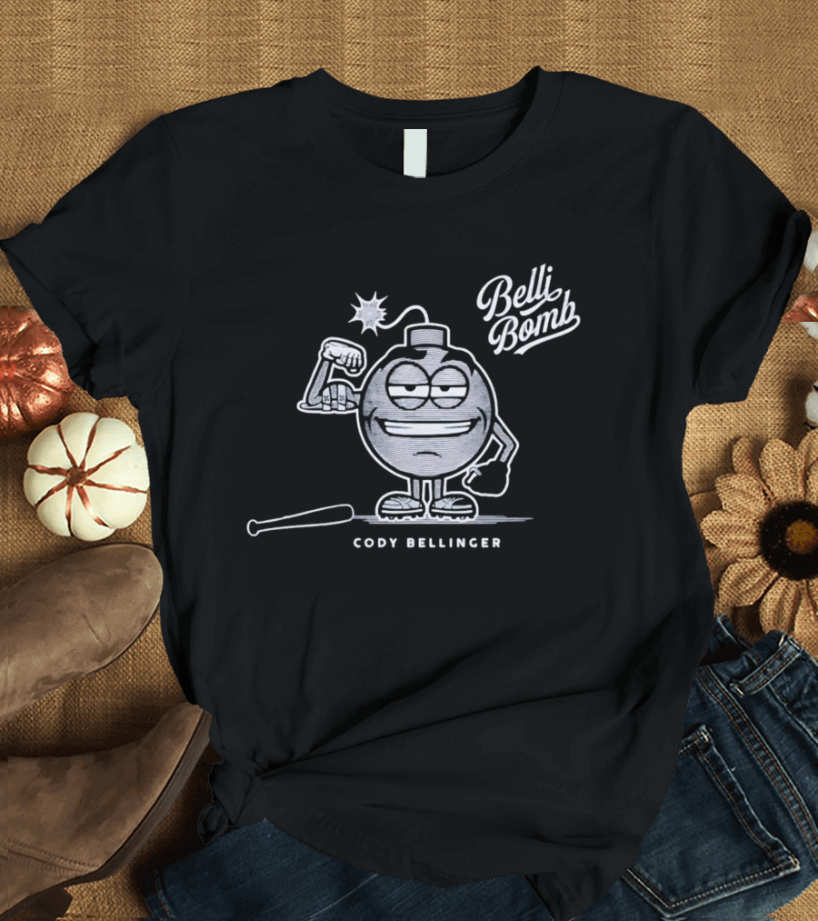 Belli Bomb Cody Bellinger Cartoon Character With Bat And Bomb T-Shirt