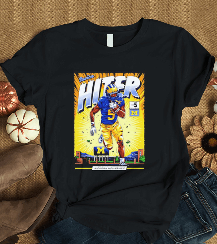 Savion Hiter Michigan Wolverines Football Number 5 Comic T-Shirt